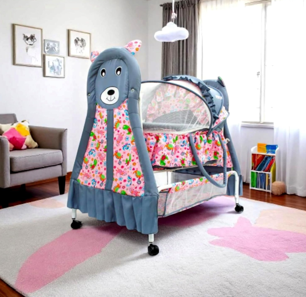 Kiddery portable baby cradle lifestyle product photography in a nursery setting